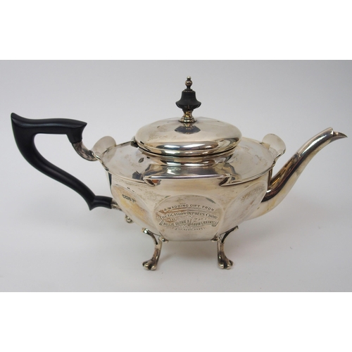 217 - A three piece silver tea service