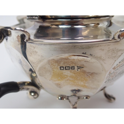 217 - A three piece silver tea service