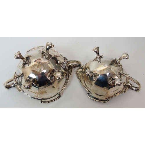 217 - A three piece silver tea service