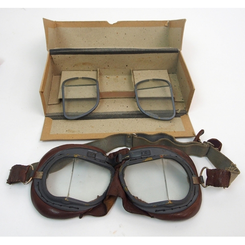 231 - An Airman's leather flight cap with attached goggles