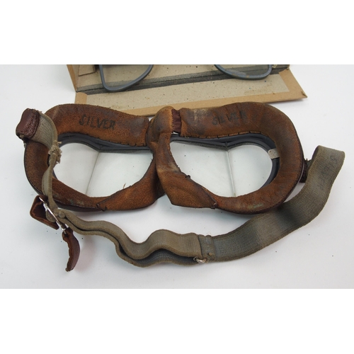 231 - An Airman's leather flight cap with attached goggles