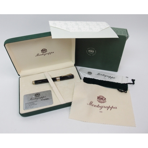 254 - A Montegrappa 1912 silver-mounted fountain pen  with black marble effect body in original box