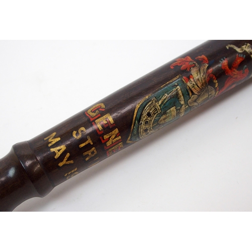 256 - A George V painted hardwood truncheon