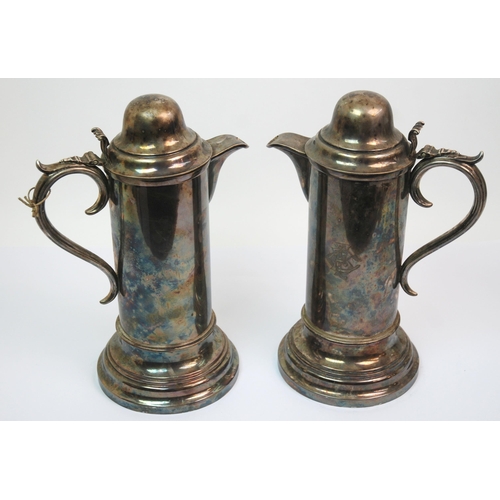 272 - A large pair of late Victorian EPNS wine flagons with domed hinged lids