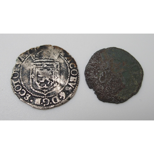 302 - James VI 1567 - 1625 Quarter thistle-merk  poor