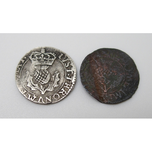 302 - James VI 1567 - 1625 Quarter thistle-merk  poor