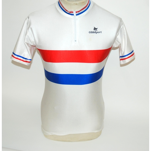 343 - A white  red and blue British National Championship jersey