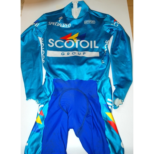 345 - A turquoise and blue skin cycling suit