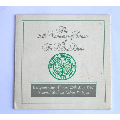 357 - A 20th Anniversary Dinner of the Lisbon Lions Menu Card