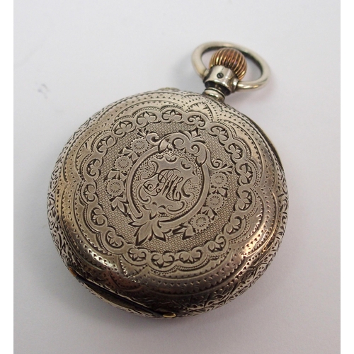 376 - A Continental silver case pocket watch