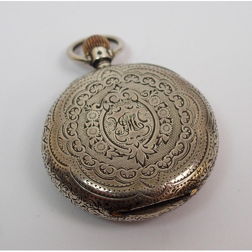 376 - A Continental silver case pocket watch