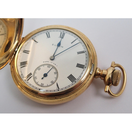 379 - An Elgin yellow-metal cased pocket watch