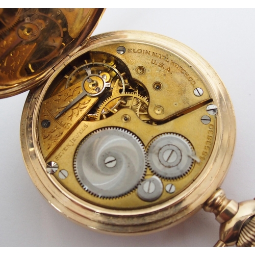 379 - An Elgin yellow-metal cased pocket watch