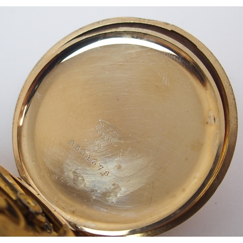 379 - An Elgin yellow-metal cased pocket watch