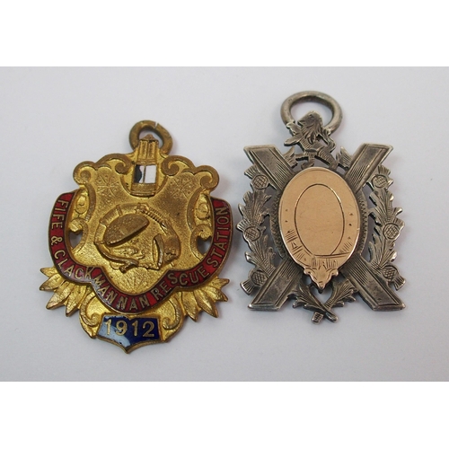 381 - A yellow-metal and enamel medal