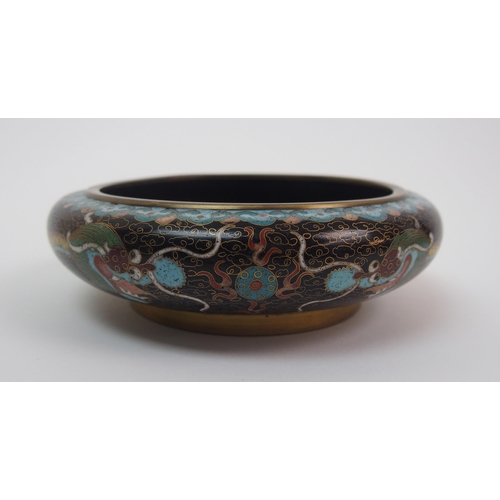 4 - A pair of Chinese cloisonne dragon bowls