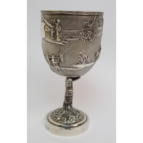 40 - A Chinese Export silver goblet