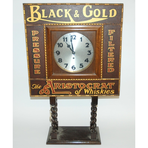 457 - A Black & Gold Whisky advertising clock