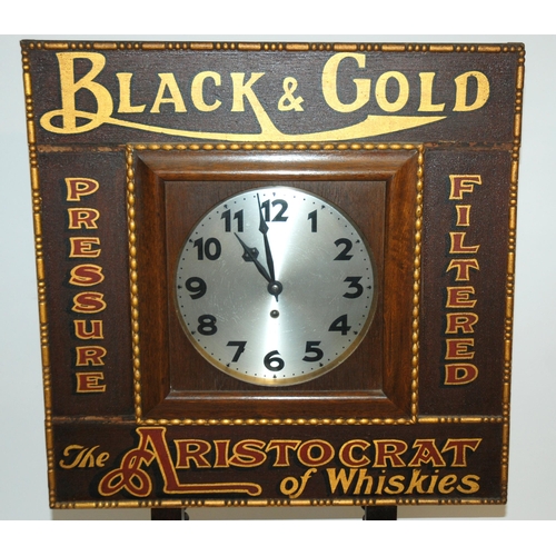 457 - A Black & Gold Whisky advertising clock