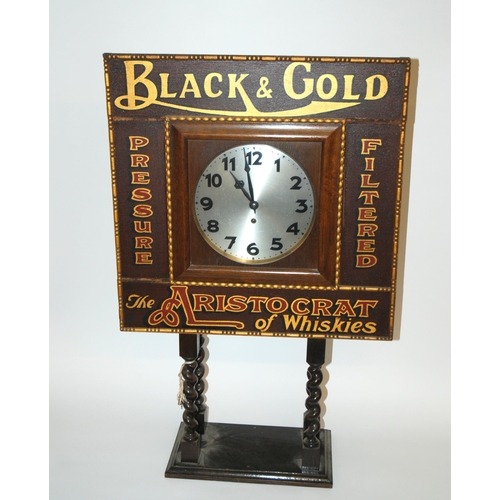 457 - A Black & Gold Whisky advertising clock