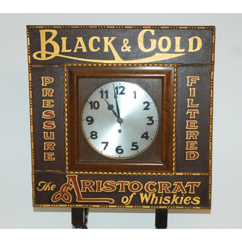 457 - A Black & Gold Whisky advertising clock