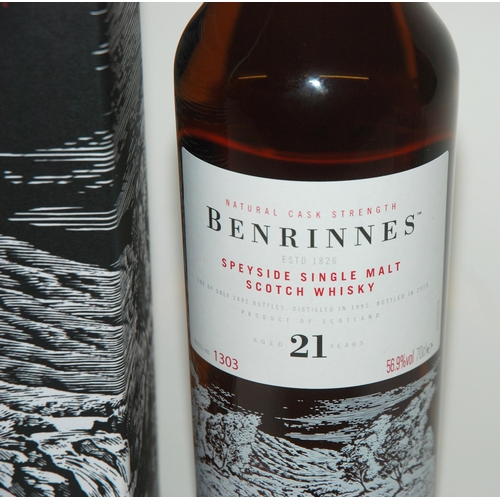 464 - A bottle of Benrinnes 21 year old malt whisky