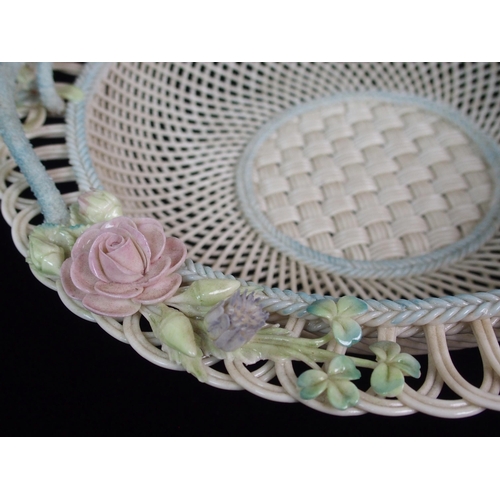 471 - A large Belleek Second period 'Sydenham Twig' floral decorated circular basket