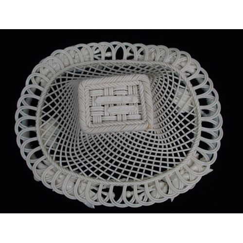 472 - A large Belleek Second Period floral decorated circular basket