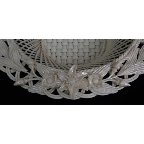 473 - A large Belleek floral decorated circular basket