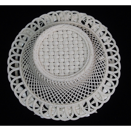 473 - A large Belleek floral decorated circular basket