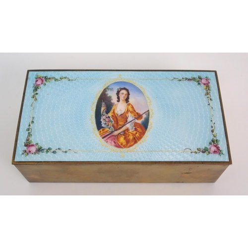 482 - A Lenk of Austria gilt metal and guilloche enamel decorated cigarette box