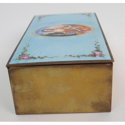 482 - A Lenk of Austria gilt metal and guilloche enamel decorated cigarette box