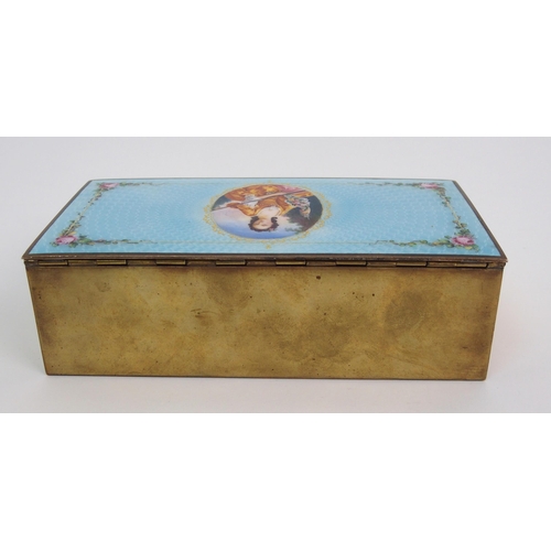 482 - A Lenk of Austria gilt metal and guilloche enamel decorated cigarette box