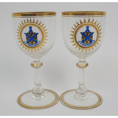 488 - A pair of MacCallum/Malcolm Clan Crest wine glasses