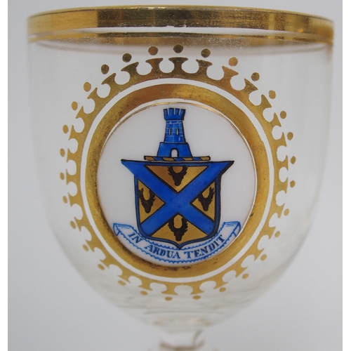 488 - A pair of MacCallum/Malcolm Clan Crest wine glasses