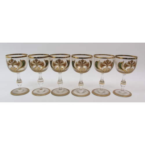 489 - A Continental Art Nouveau glass drinks set on tray