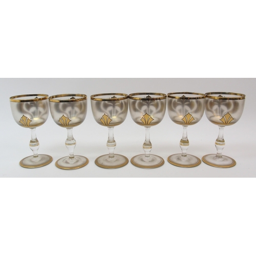 489 - A Continental Art Nouveau glass drinks set on tray