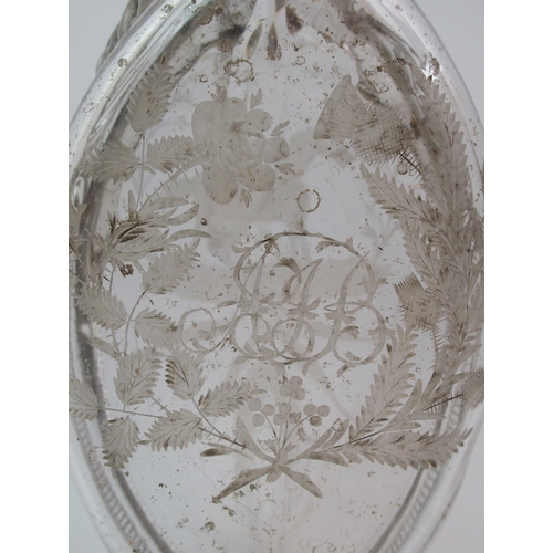 490 - A 19th century cut and etched twin neck spirit decanter