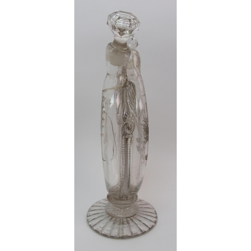 490 - A 19th century cut and etched twin neck spirit decanter