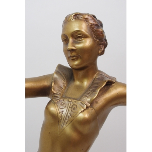 502 - An Art Deco spelter table lamp