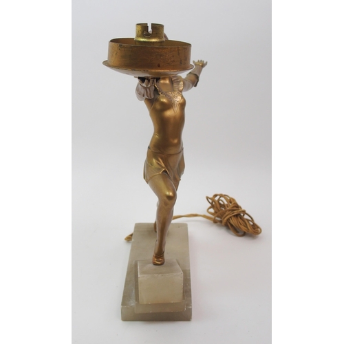 502 - An Art Deco spelter table lamp