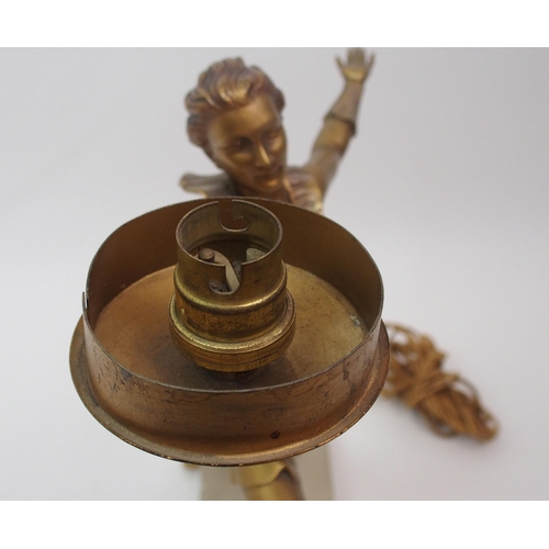 502 - An Art Deco spelter table lamp