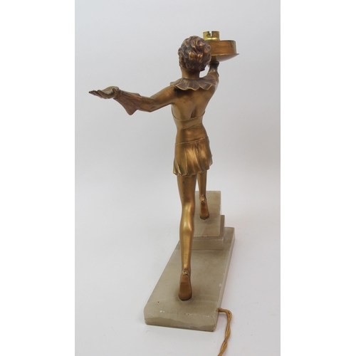 502 - An Art Deco spelter table lamp