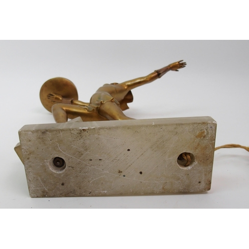 502 - An Art Deco spelter table lamp