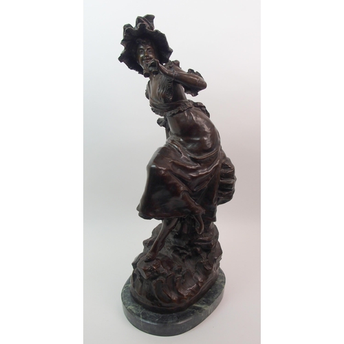 504 - After Louis Ernst Hottot (French  1834-1905) A bronze of a girl with binoculars