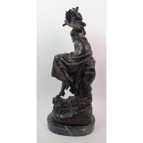 504 - After Louis Ernst Hottot (French  1834-1905) A bronze of a girl with binoculars