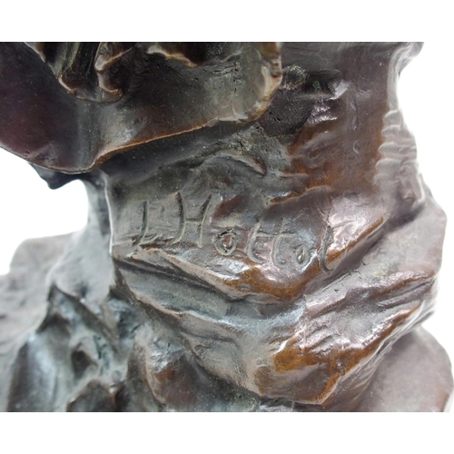 504 - After Louis Ernst Hottot (French  1834-1905) A bronze of a girl with binoculars