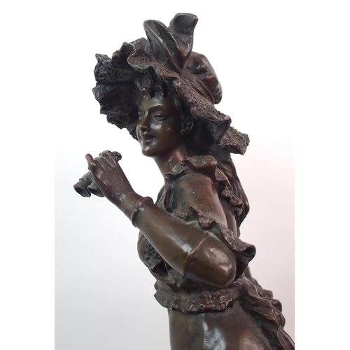 504 - After Louis Ernst Hottot (French  1834-1905) A bronze of a girl with binoculars