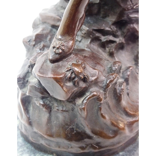 504 - After Louis Ernst Hottot (French  1834-1905) A bronze of a girl with binoculars