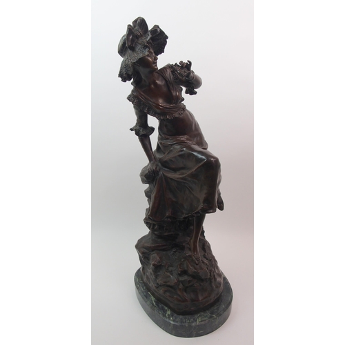 504 - After Louis Ernst Hottot (French  1834-1905) A bronze of a girl with binoculars